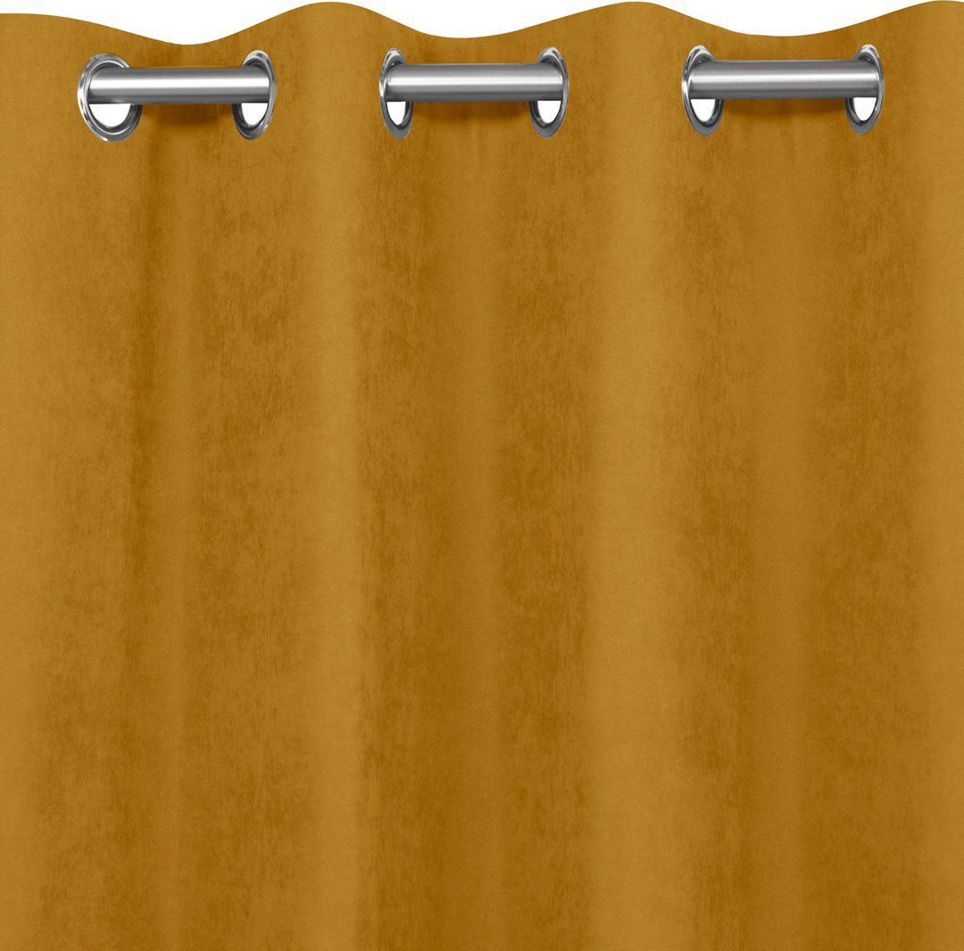 Homede Homede Zasłona MILANA szenilowa na srebrnych przelotkach 420x245 musztardowa