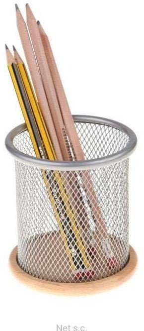 NET Kubek przybornik srebrny z drewnem