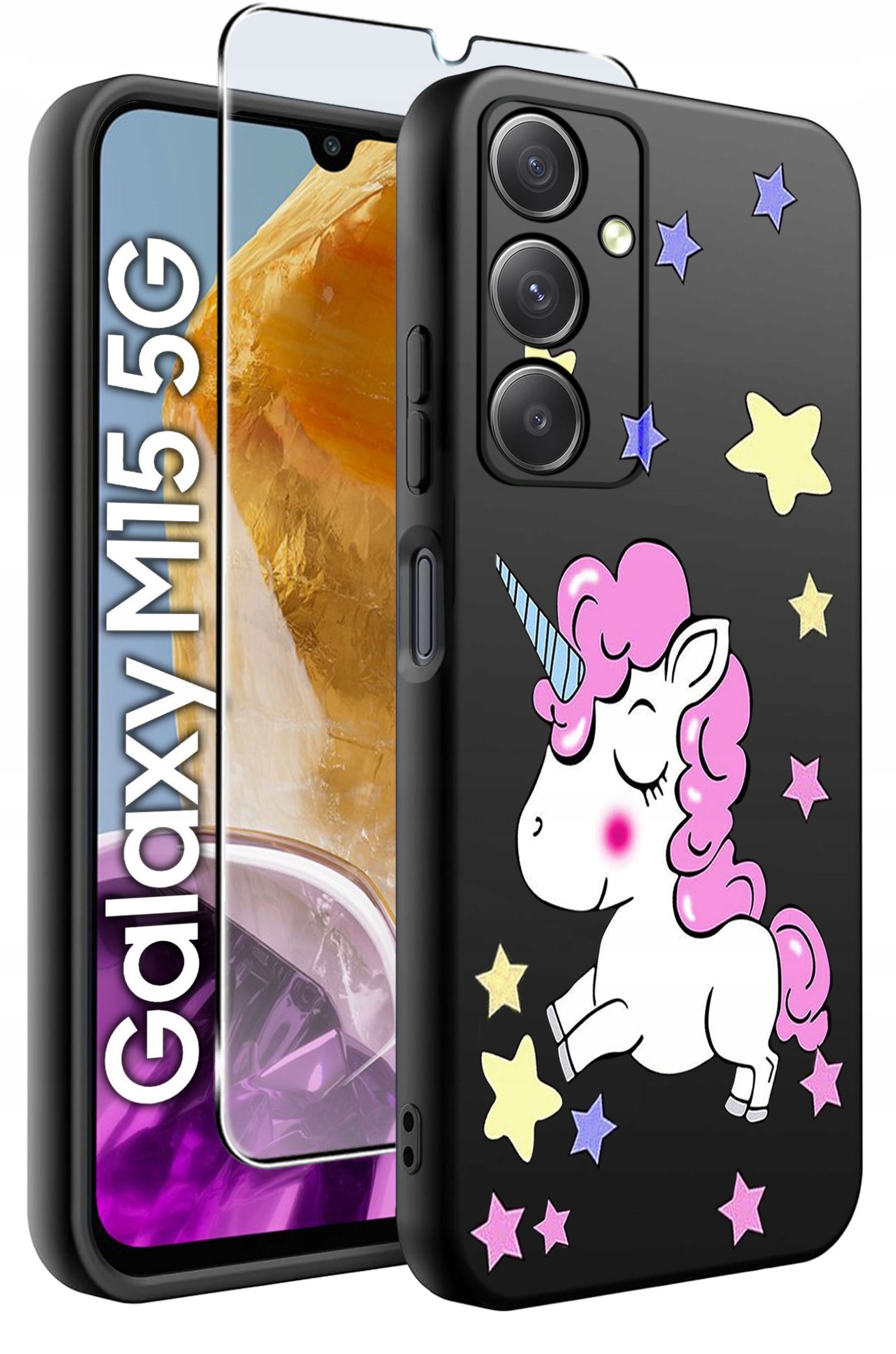 krainaGSM ETUI do Samsung M15 5G WZORY SILIKONOWE MATT CASE + SZKŁO HARTOWANE 9H