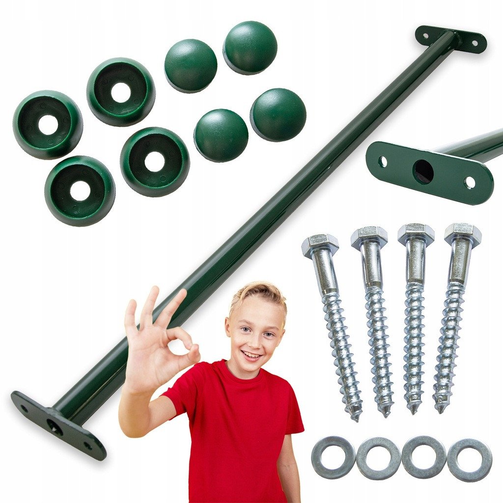 Drążek Metalowy na Plac zabaw Zielony Długi 125 cm do podciągania