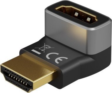 Adapter AV Goobay Adapter HDMI™ kątowy 90° pionowy, 8K @ 60 Hz, pozłacany