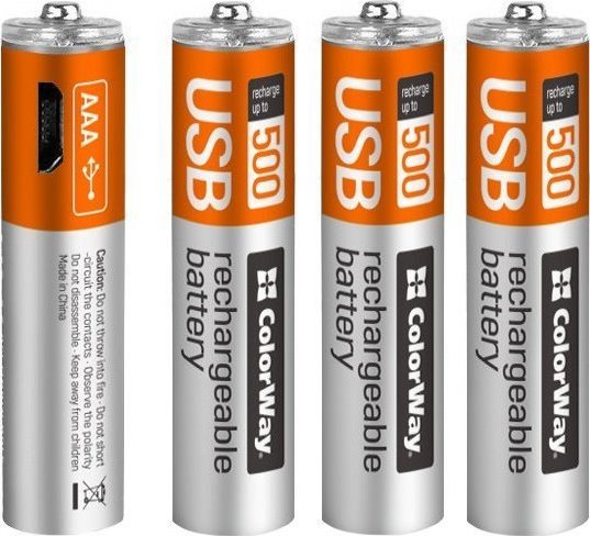 Colorway Akumulatory Aaa 400Mah/ Usb/ 1.5V/ 4Szt W Opakowaniu