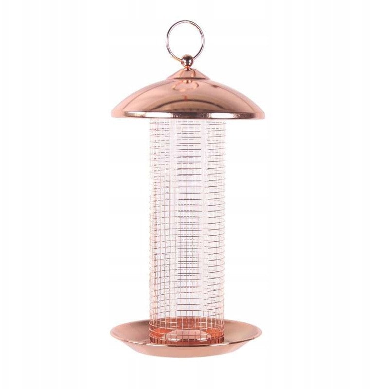 Karmnik dla ptak�w, metalowy, wisz�cy, z kratk� 16x16x30,5 cm