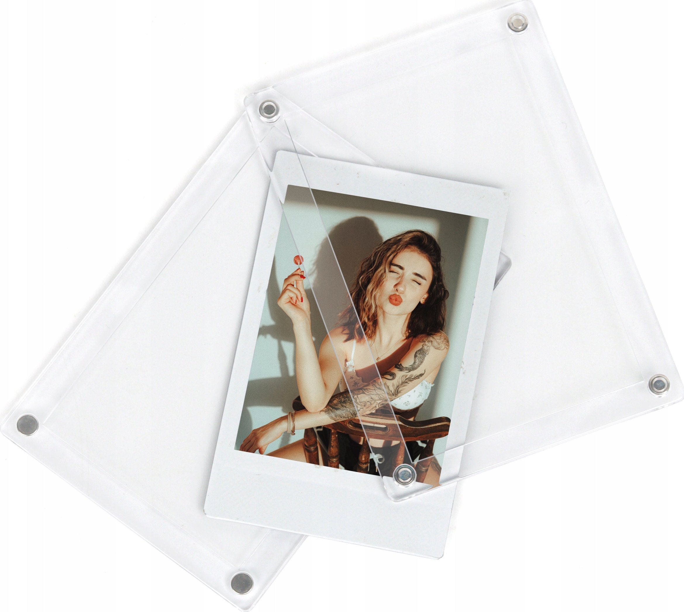 Ramka LoveInstant Ramka Magnetyczna Magnes Na 2x Zdjęcie Do Canon Polaroid Hp Kodak Agfa Zink / Przezroczysta