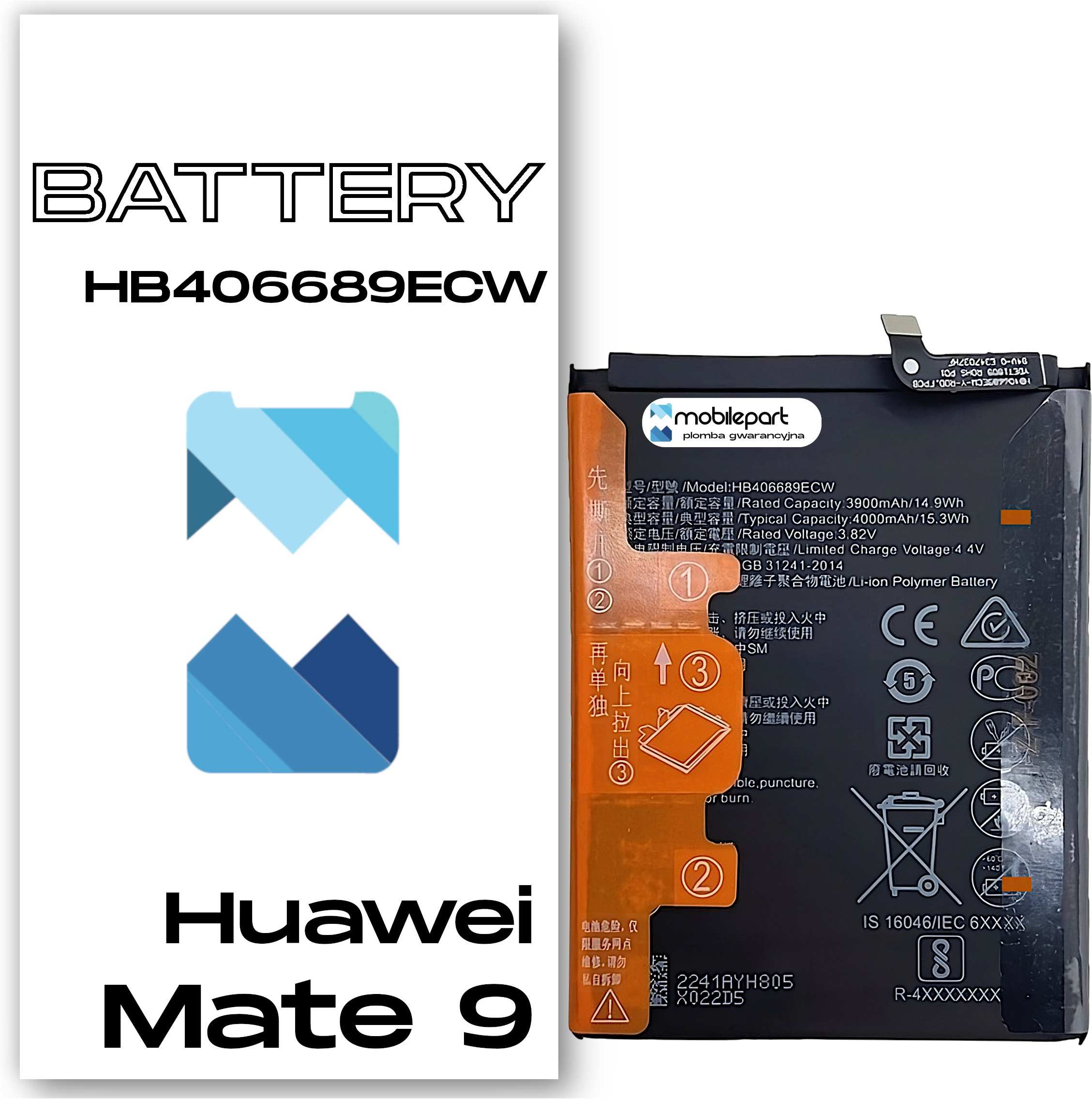 Bateria do Huawei Mate 9 Świeżej Produkcji Nowy Akumulator HB406689ECW
