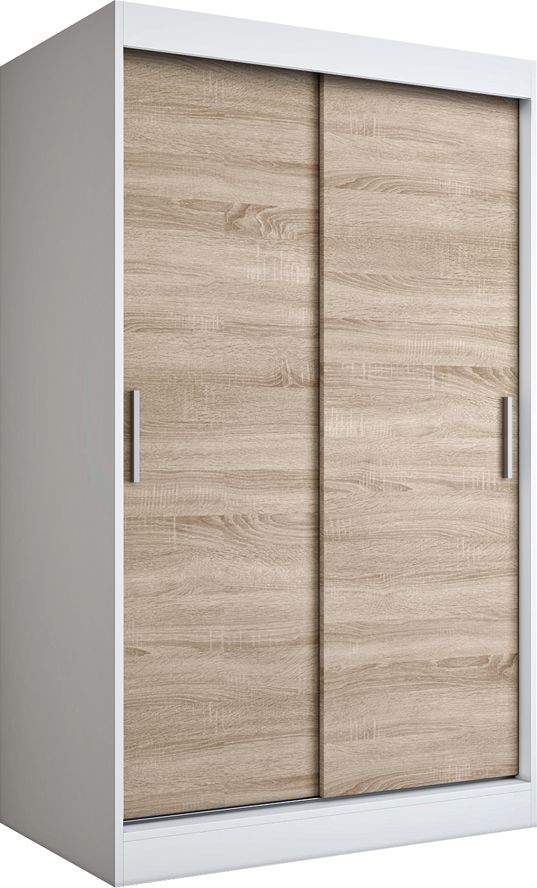 Elior Szafa przesuwna biały + dąb sonoma 120 cm - Corina 3X