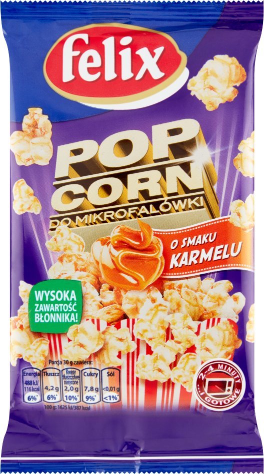 Felix Felix Popcorn do mikrofalówki o smaku karmelu 90 g