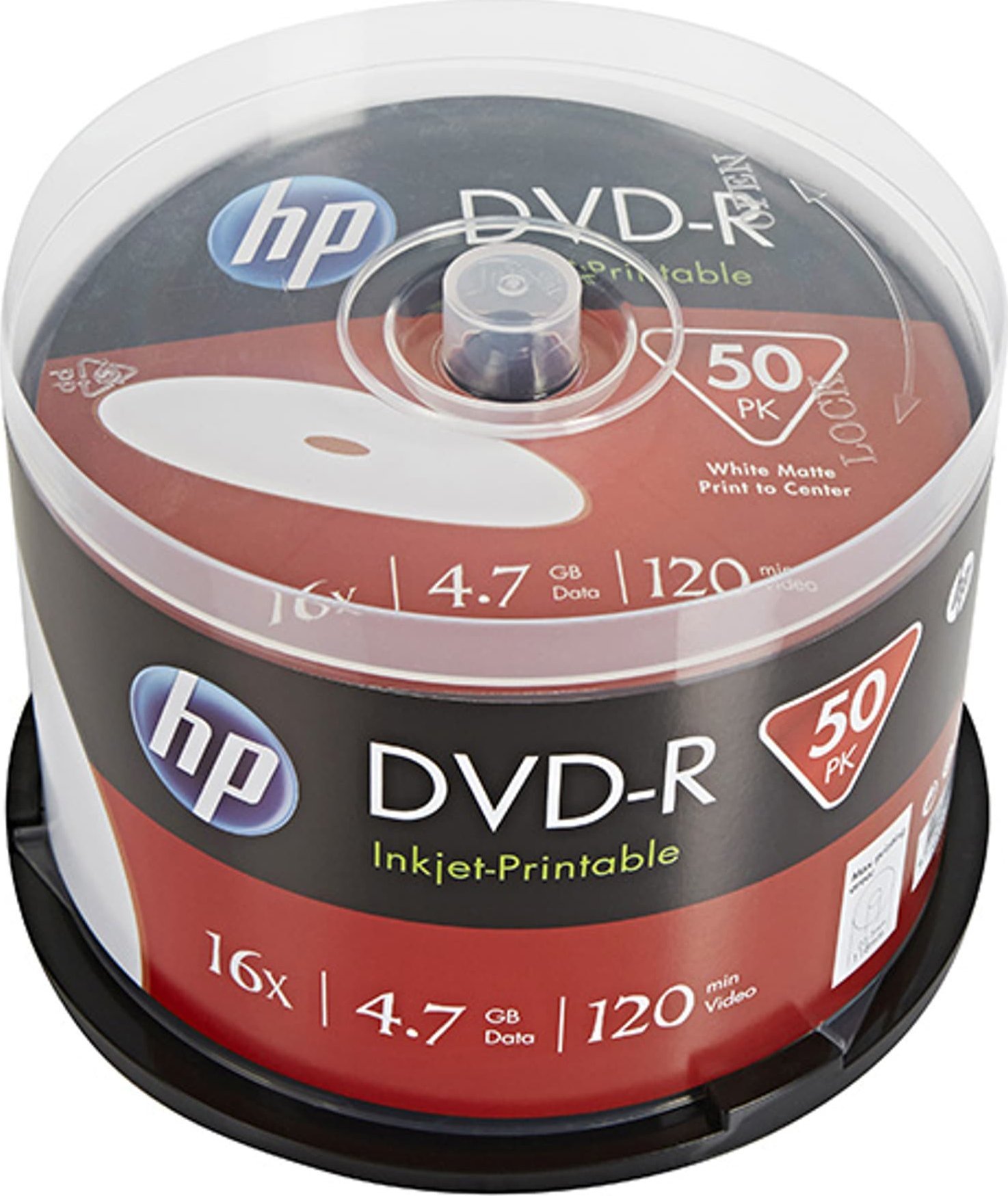 HP HP DVD-R, Printable, DME00025WIP-3, 4.7GB, 16x, spindle, 50-pack, 12cm, do archiwizacji danych