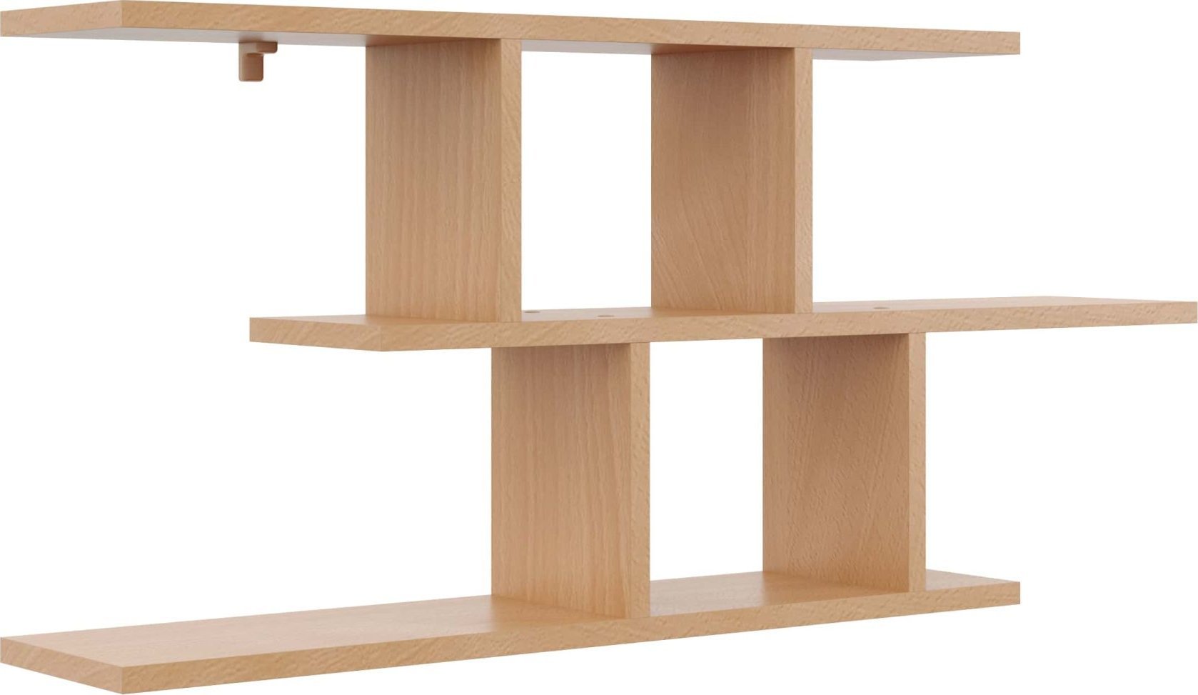 Tyletegotu Półka wisząca, asymetryczne przegrody, 100x18x45 cm, buk, mat