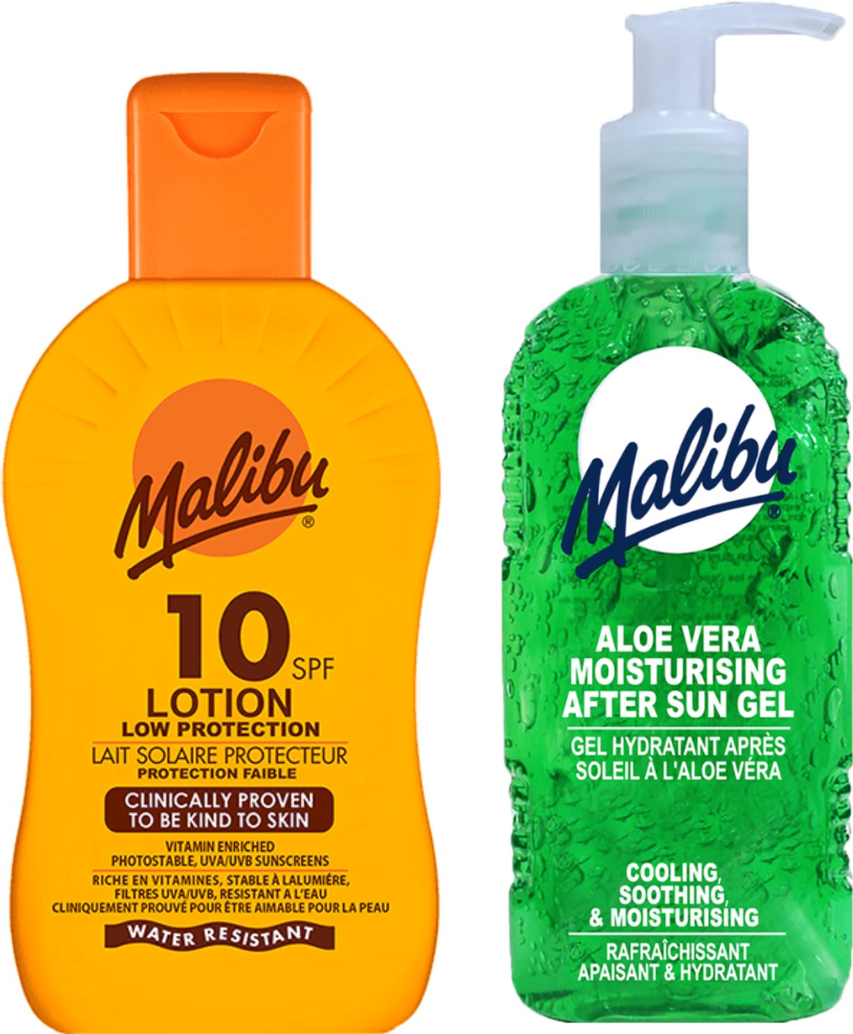Malibu SPF10 Ochronny Balsam 200ml + Aloe Żel Po Opalaniu 200ml