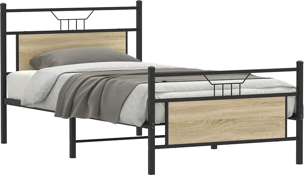 vidaXL Łóżko bez materaca, dąb sonoma, 100x200 cm