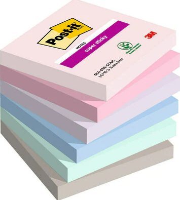 Post-It 3M Karteczki samoprzylepne Post-it® Super Sticky, SOULFUL, 76x76mm, 6x90 kart.
