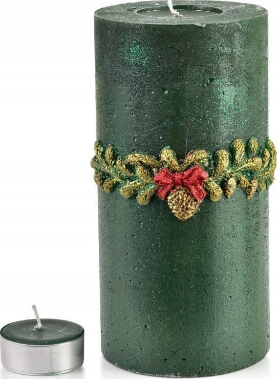 Affek Design Świeca Lampion Walec Wianek Zielony 240