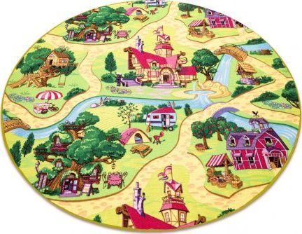 Dywany Łuszczów DYWAN koło CANDY TOWN dziecięcy, dla dzieci, uliczki, miasteczko, koło 170 cm