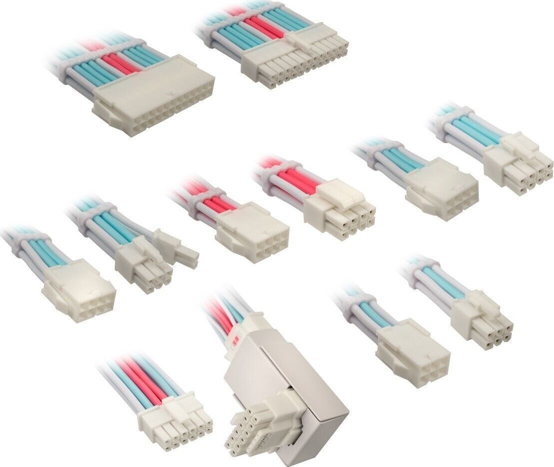 Kolink Kolink Core Pro Braided Cable Extension Kit 12V-2x6 Type 1 - Brilliant White/Neon Blue/Pure Pink