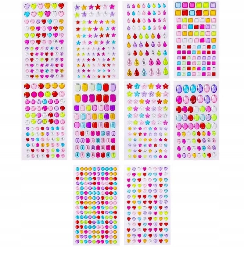 Diamenciki diamenty naklejki na twarz kryształki 3D zestaw 10 sztuk