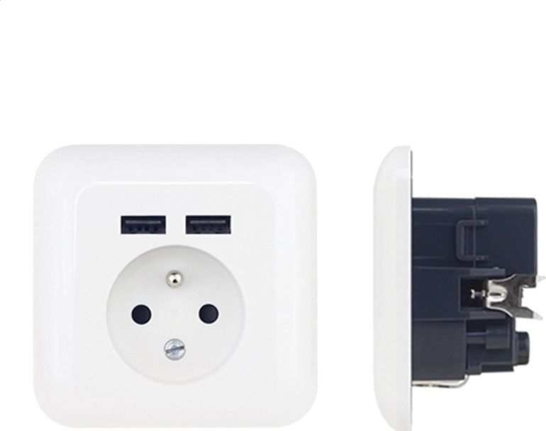 Platinet WALL SOCKET FRENCH + 2 USB 2.1A [43964]