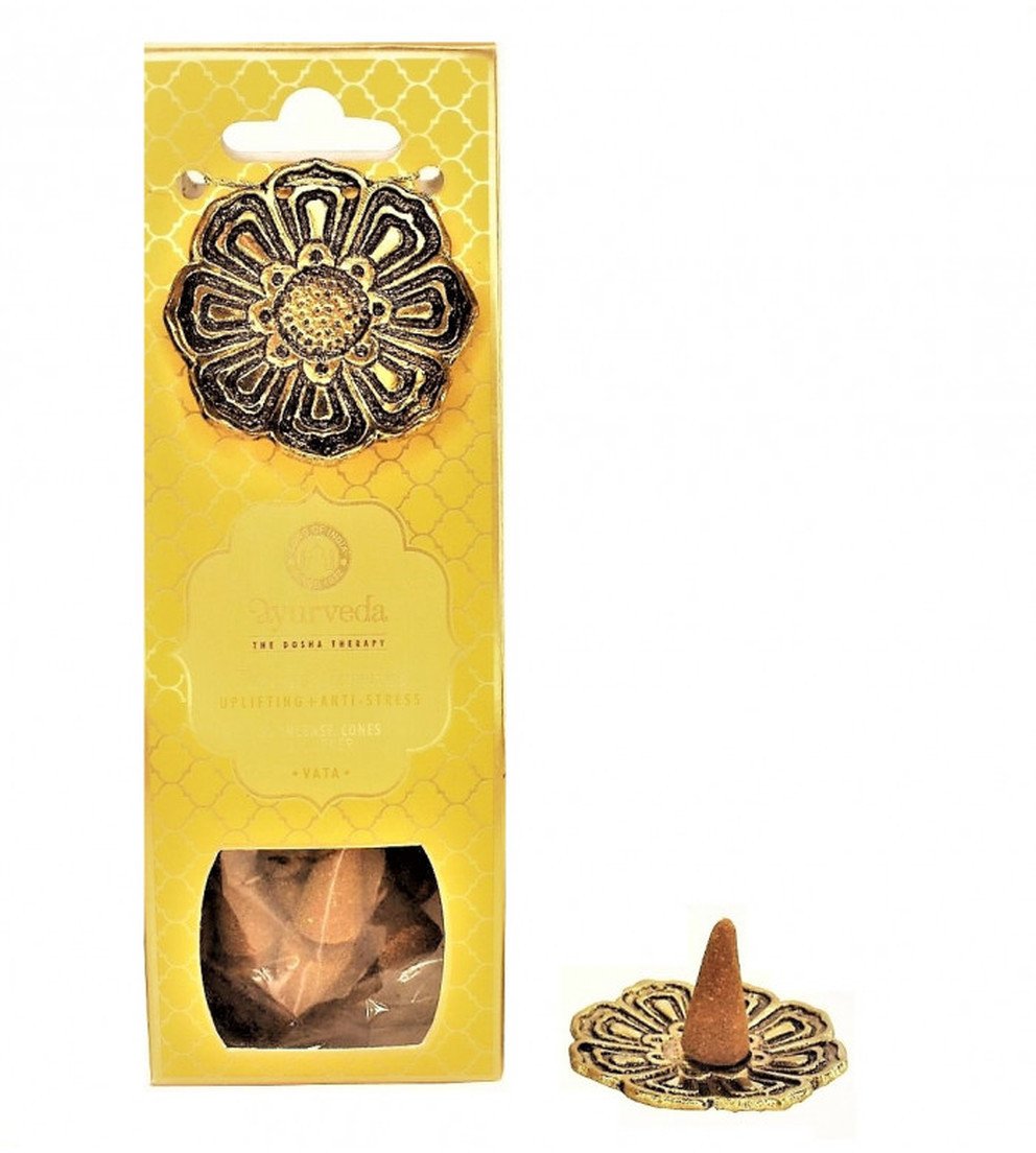 Song of India Kadzidełka 20 stożków z metalową podstawką Nuta Tuberoza & Jaśmin (Vata) Luxurious Veda