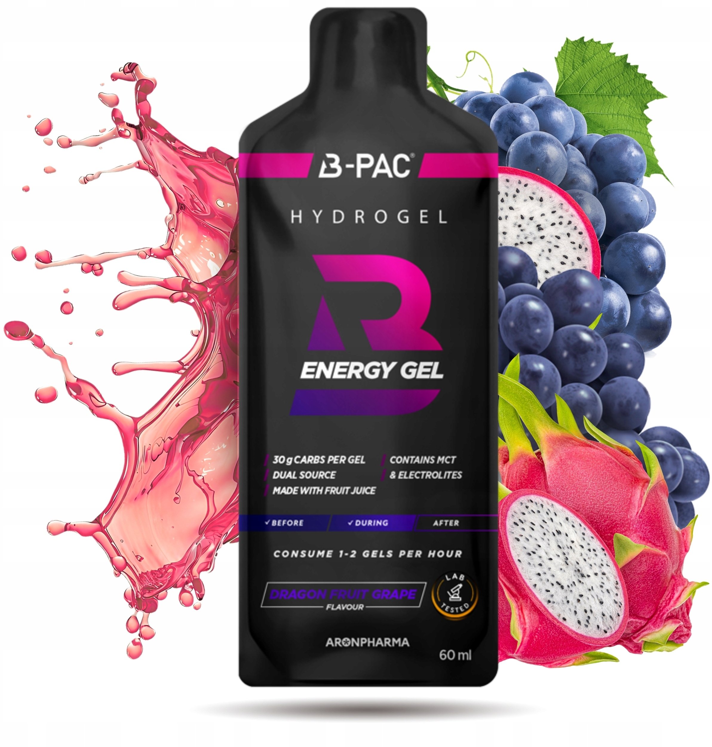 AronPharma_B-PAC Energy Gel żel energetyczny z kofeiną Dragon Fruit 60ml