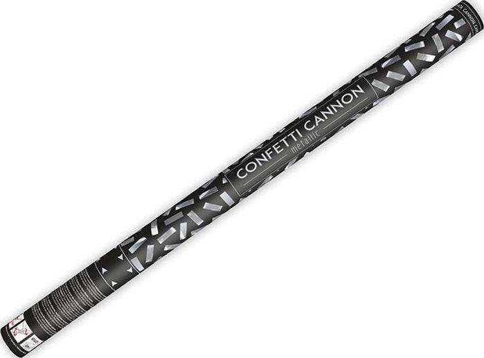 Party Deco Tuba strzelająca konfetti, srebrne paski, 80 cm uniwersalny