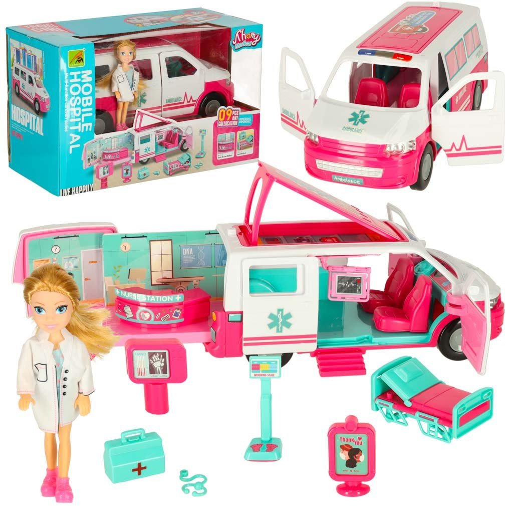 Karetka pogotowia ambulans mobilny szpital lalka akcesoria