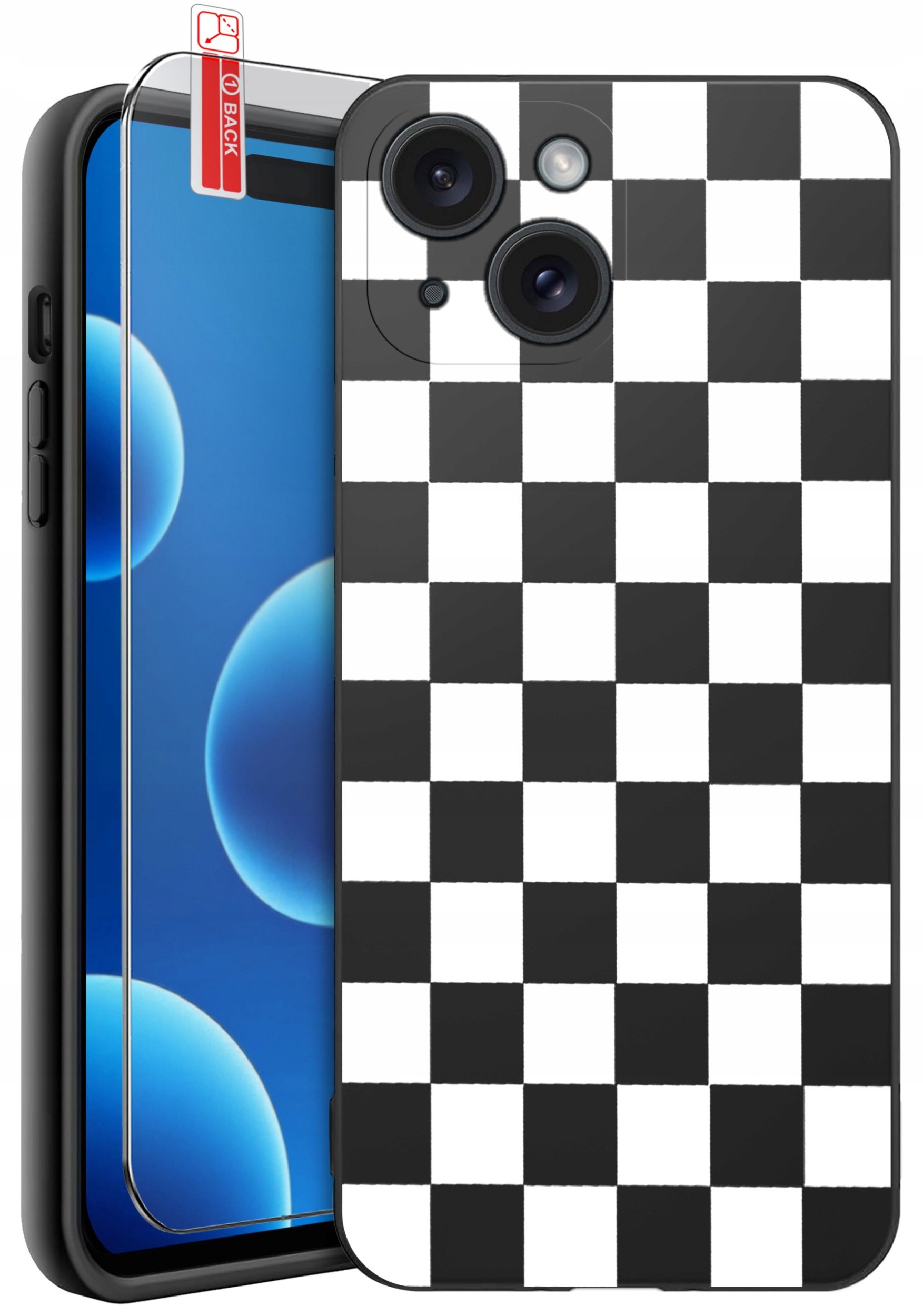 ETUI do iPhone 15 | WZORY | SILIKONOWE MATT CASE + SZKŁO 9H