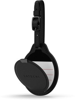 Satechi FindAll Luggage Tag - zawieszka do bagażu ze skóry wegańskiej z lokalizatorem kompatybilna z Apple Find My (black)