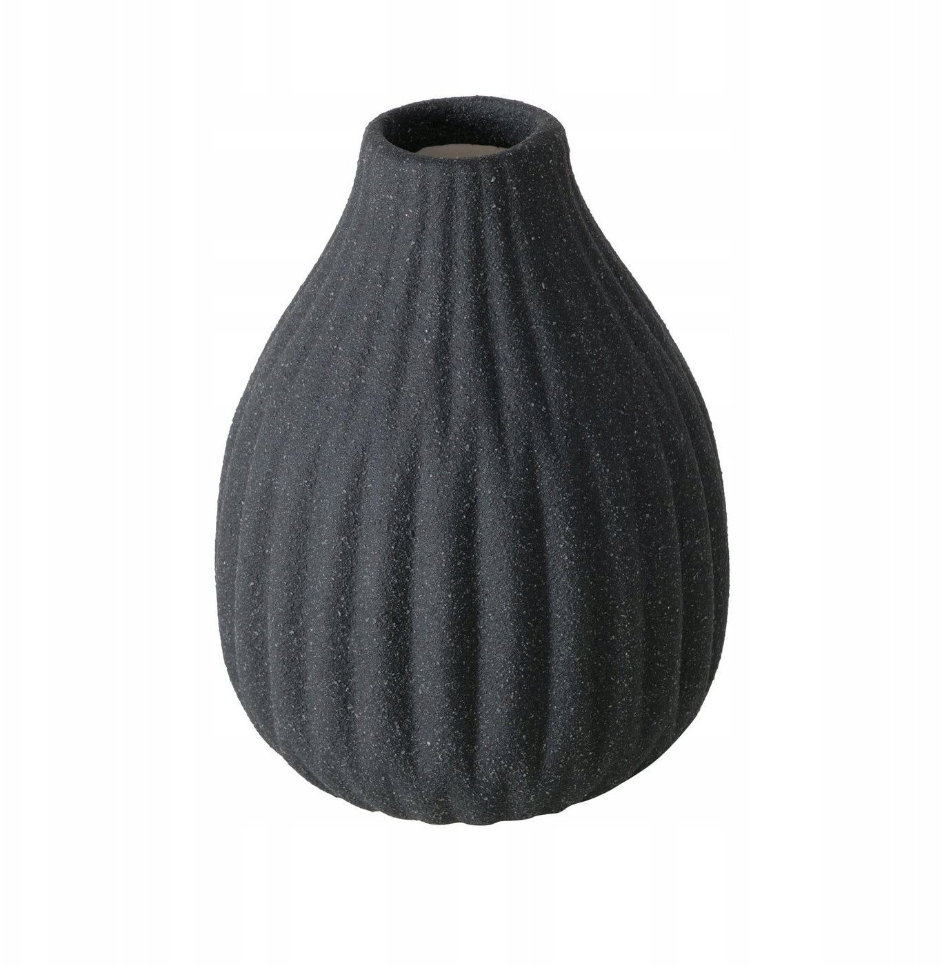 Wazon ceramiczny w prążki ESKO, czarny mat