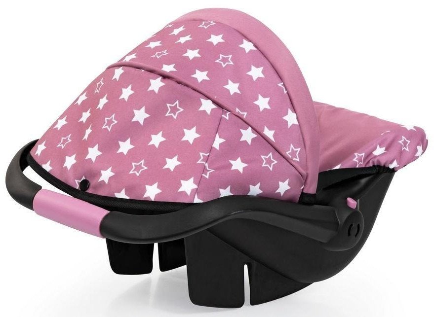 Fotelik samochodowy dla lalek z daszkiem różowy
