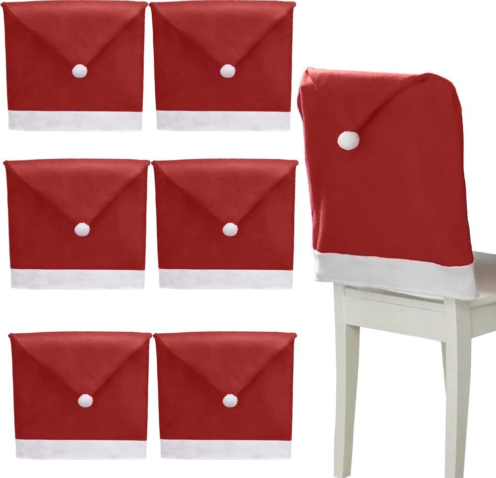 xxxxxxxxxxxxxxxx Verk Group (Verk) Pokrowce na krzesło czapka mikołaja świąteczny x6 Pokrowce na krzesło czapka mikołaja świąteczny x6