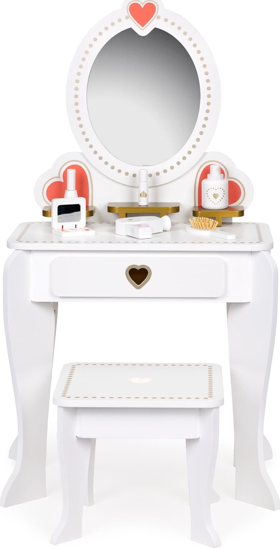 Ecotoys Toaletka dziecięca drewniana duża z lustrem dla dziewczynki ECOTOYS