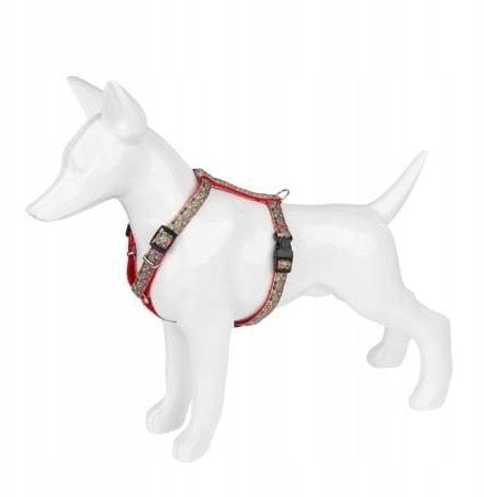 Barry King Szelki dla psa, wzór ludowy, taśma, 20MM/50-80CM, czerwone