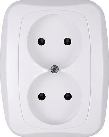 Abex ATUT GNIAZDO PODWÓJNE P/T B/U BIAŁE