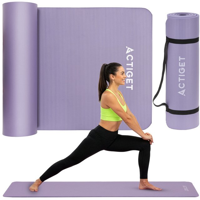 Mata do jogi, ćwiczeń fitness 183x61 cm antypoślizgowa, materac do stretchingu fioletowy UNIWERSALNY