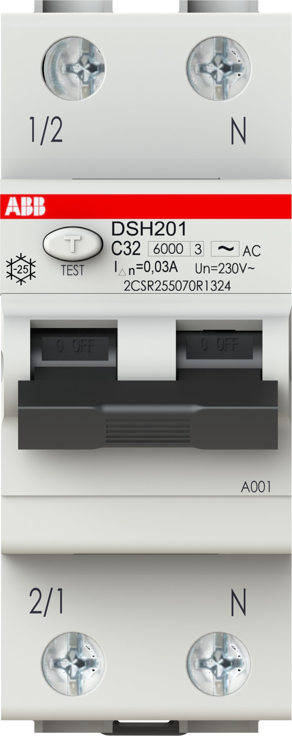 Wyłącznik różnicowo-nadprądowy 1P+N char. C 32A 6kA 30mA AC bezzwłoczny DSH201 C32 AC30 2CSR255070R1324