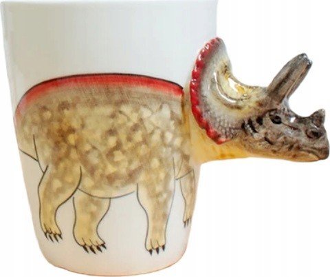 Kubek Ceramiczny Do Kawy Herbaty 3D Prezent Zwierzaki Triceratops Dinozaur