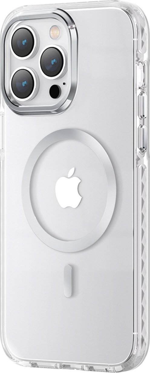 Kingxbar PQY Ice Crystal Series magnetyczne etui iPhone 14 MagSafe srebrne