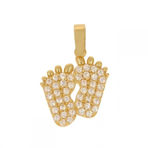 Złota zawieszka stopy z cyrkoniami ZA.00465 pr.585