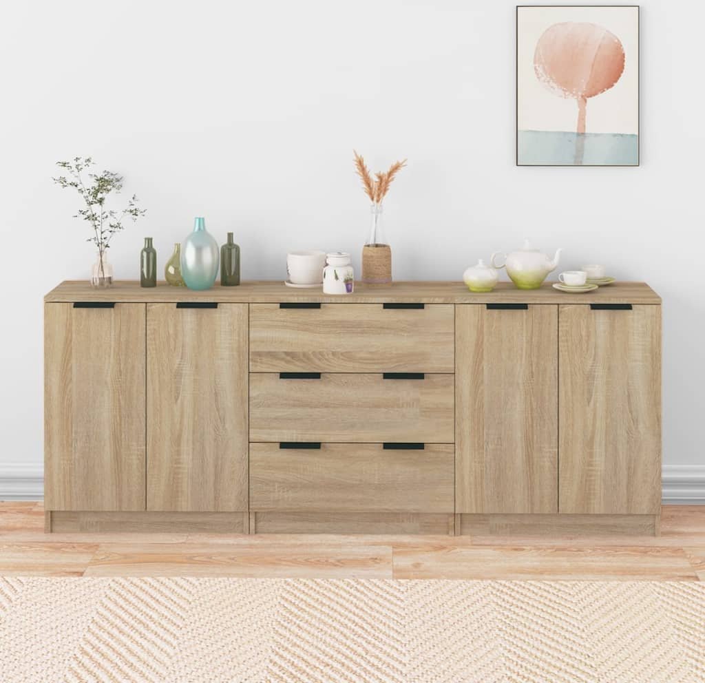 vidaXL vidaXL 3-częściowa komoda, kolor dąb sonoma, materiał drewnopochodny
