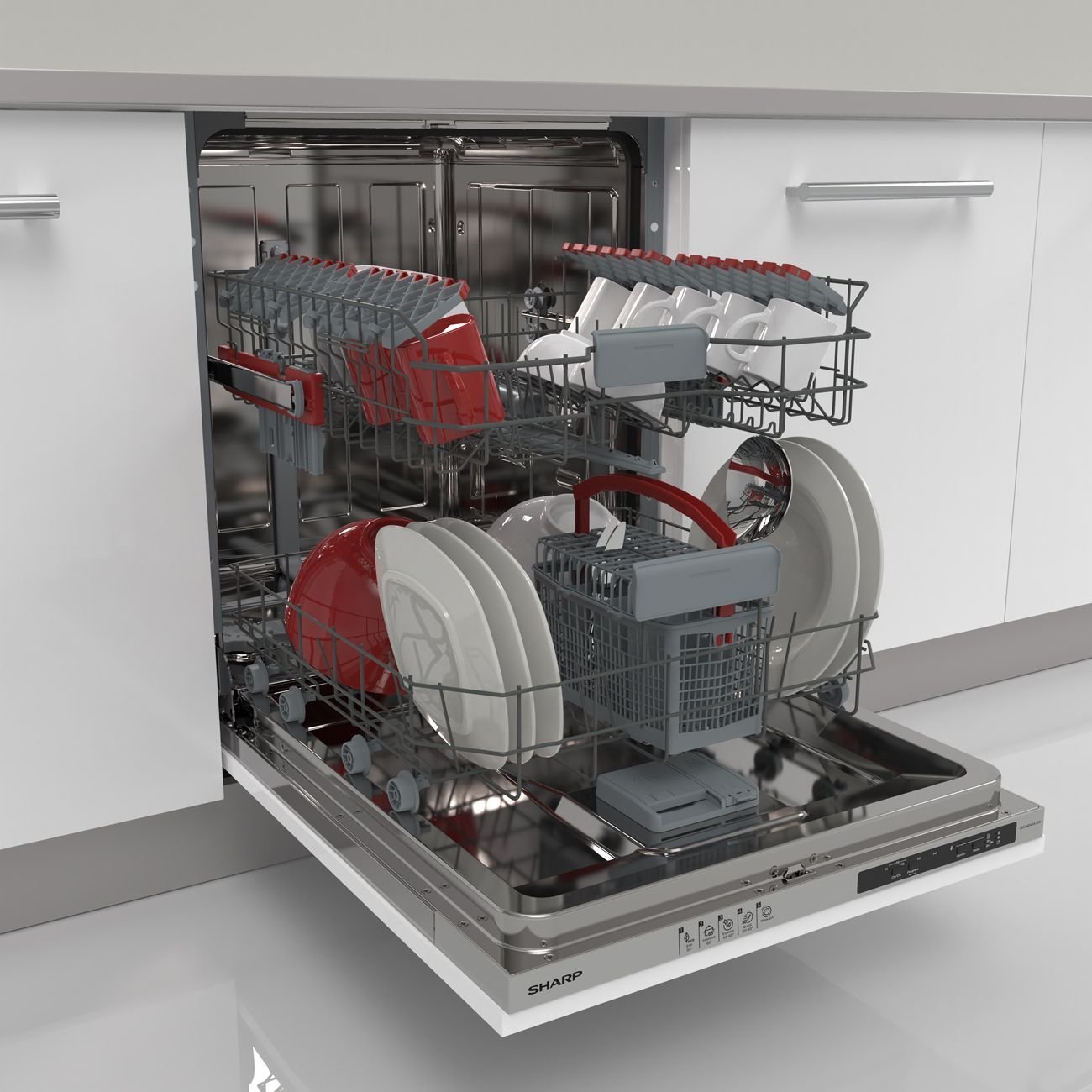 Zmywarka Sharp Zmywarka QW-NI14I47DX-DE W pełni zintegrowana 60 wh D