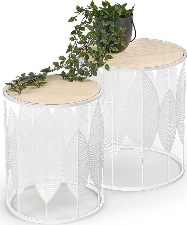 Halmar WNĘTRZARSKIE FOLLA zestaw 2 ław biały / naturalny (1p=1szt)