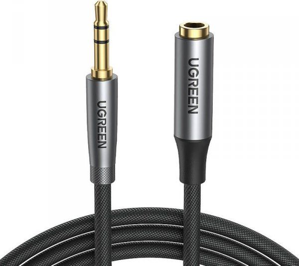 Kabel Ugreen Jack 3.5mm - Jack 3.5mm 2m srebrny (UGR1071BLK)