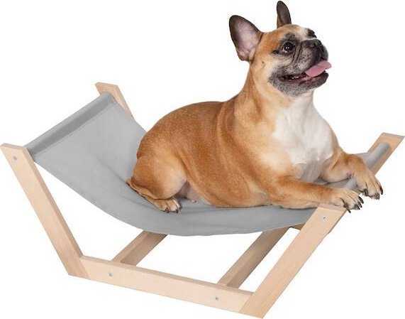 Springos Legowisko dla psa 70x40 cm drewniany leżak dla kota, posłanie szare UNIWERSALNY