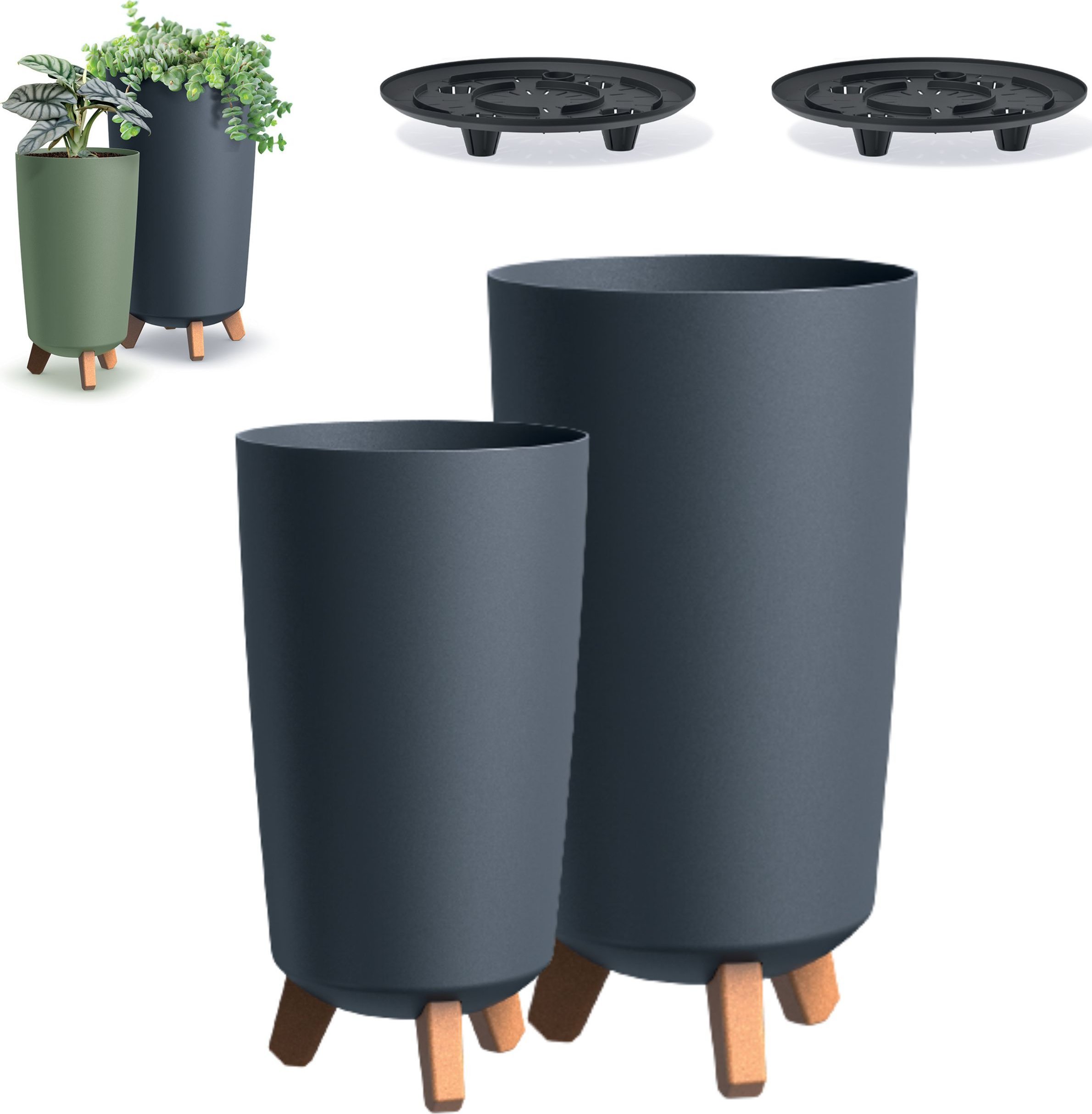 Prosperplast 2x Doniczka okrągła na nóżkach GRACIA DGTL200 + DGTL240