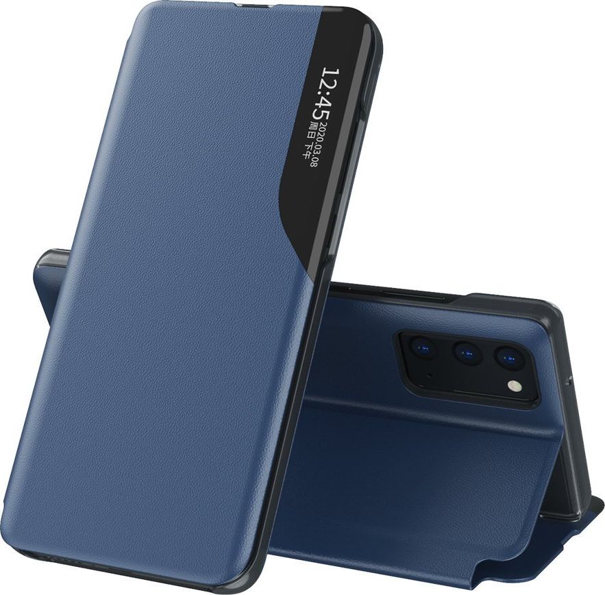 Hurtel Eco* Leather View Case elegancki futerał etui z klapką i funkcją podstawki Samsung Galaxy A72 niebieski