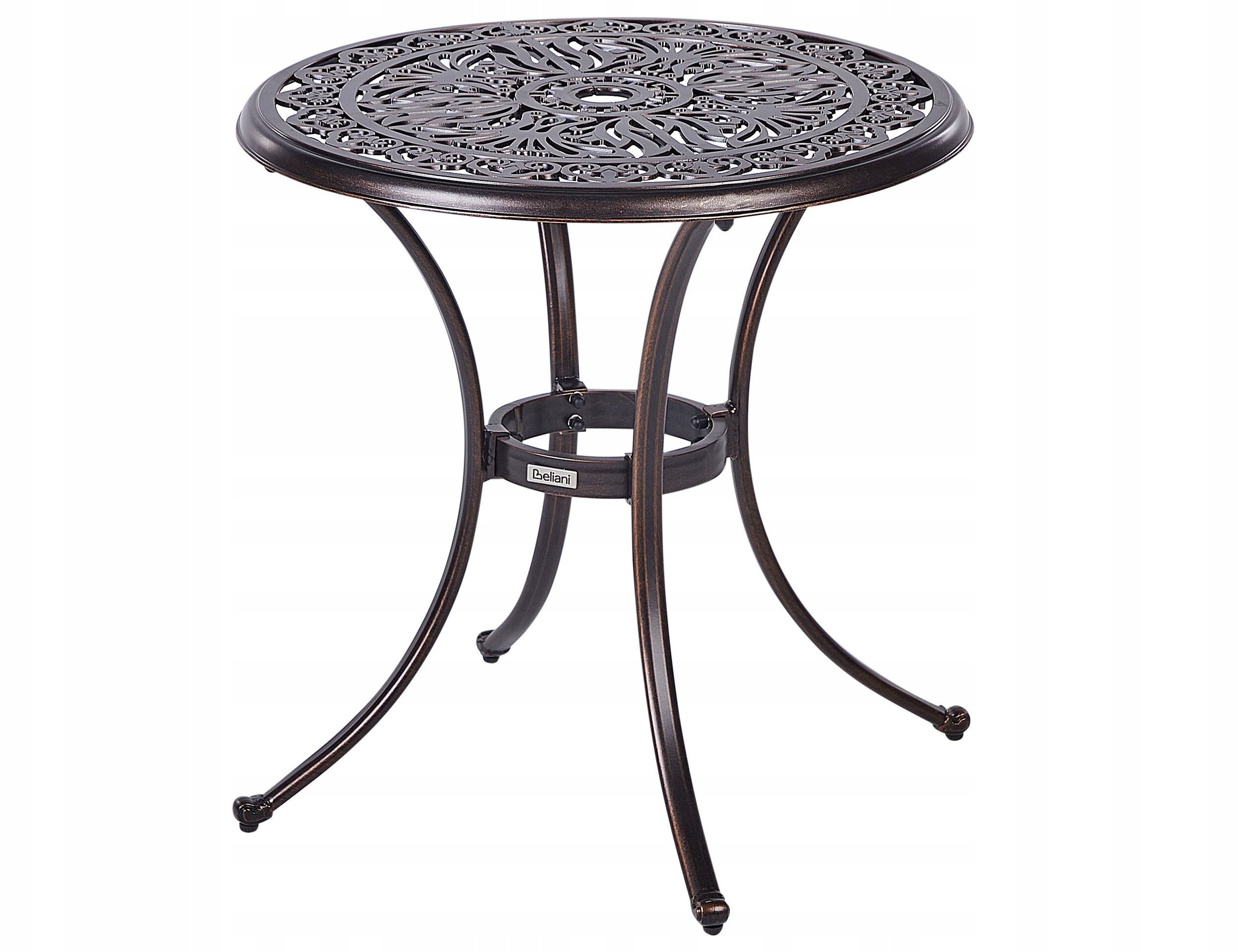 Beliani Stolik ogrodowy metalowy ø 68 cm brązowy ANDALO