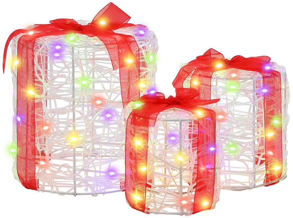 vidaXL Dekoracja Pudełka Prezentowego 3 pcs kolorowy 20 x 20 x 21 cm