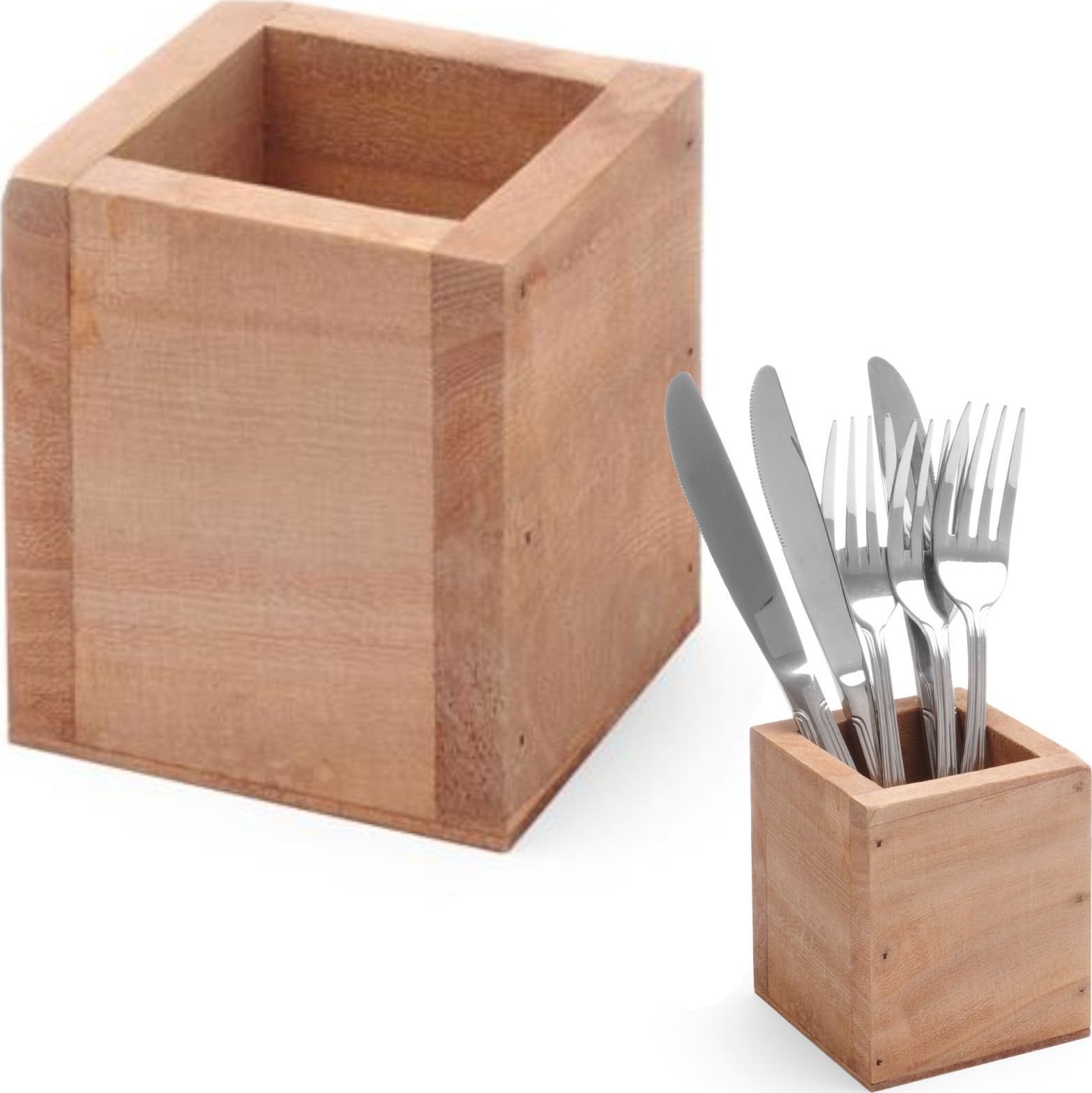 Hendi Pojemnik na sztućce drewniany kwadratowy 80x80x95 mm - Hendi 664186 Pojemnik na sztućce drewniany kwadratowy 80x80x95 mm - Hendi 664186