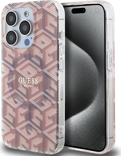 Guess Guess GUHMP15LHGCUSTGP iPhone 15 Pro 6.1" różowy/pink hardcase IML GCube MagSafe