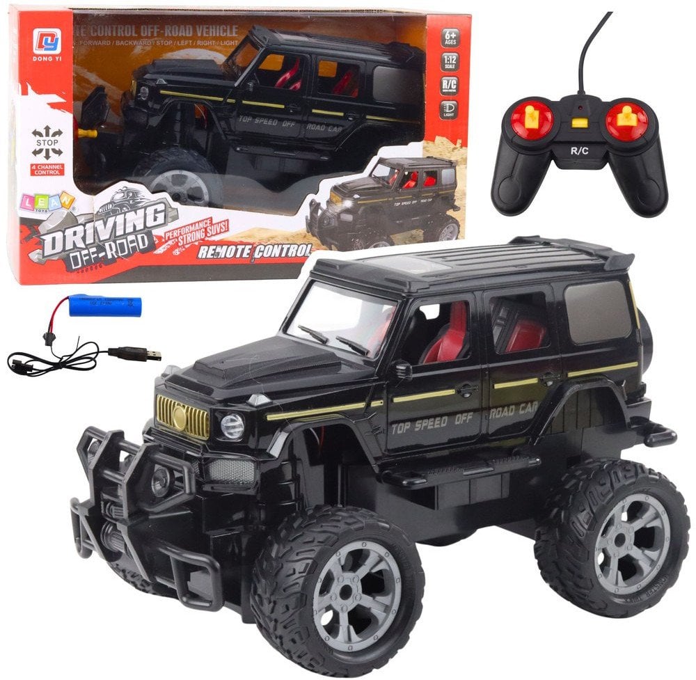 Samochód Terenowy Zdalnie Sterowany RC Światła Czarny 1:12